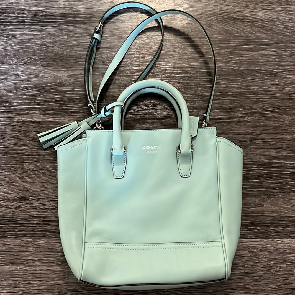 Coach women’s mint leather crossbody purse